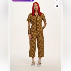 NWOT Lucy & YaK UK size 16 US size 12 Yellow checkered jumpsuit